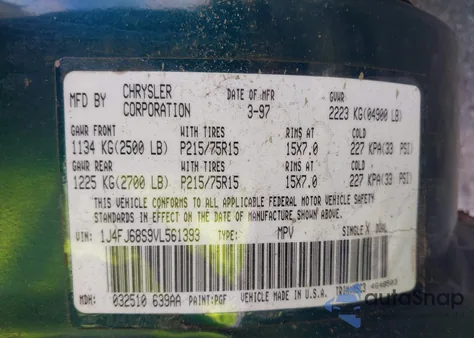 1997 Jeep Cherokee Sport из США, поврежденный, VIN 1J4FJ68S9VL561393